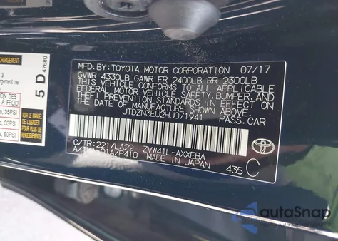 2017 Toyota Prius V Four from USA, damaged, VIN JTDZN3EU2HJ071941